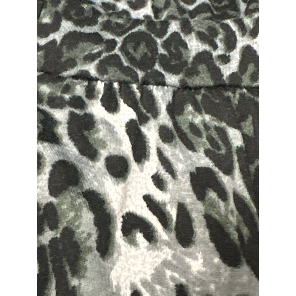 AB Studio Leopard Print Cardigan Black Gray Medium Lightweight Knit Open Front - Picture 9 of 9